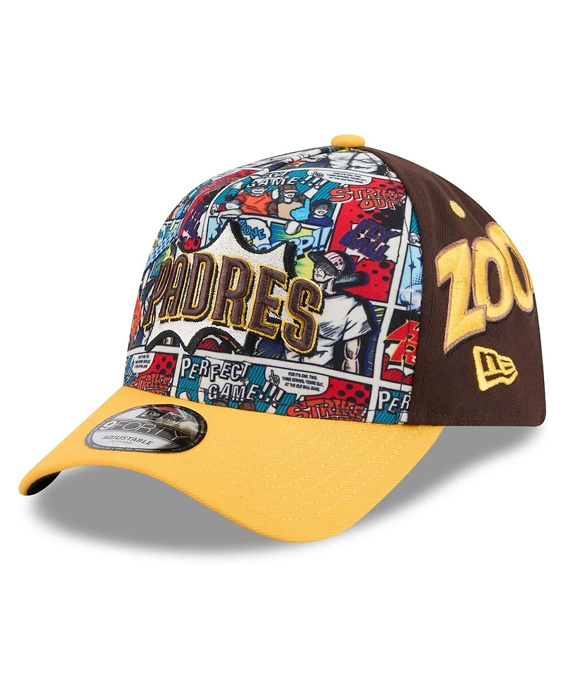New Era Big Boys and Girls Brown/Gold San Diego Padres 2025 Mlb Diamond Hero Edition A-Frame 9FORTY Adjustable Hat