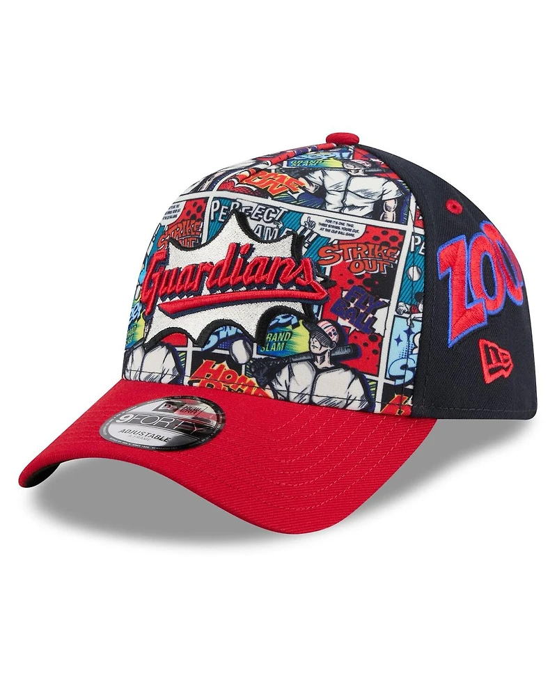 New Era Big Boys and Girls Navy/Red Cleveland Guardians 2025 Mlb Diamond Hero Edition A-Frame 9FORTY Adjustable Hat