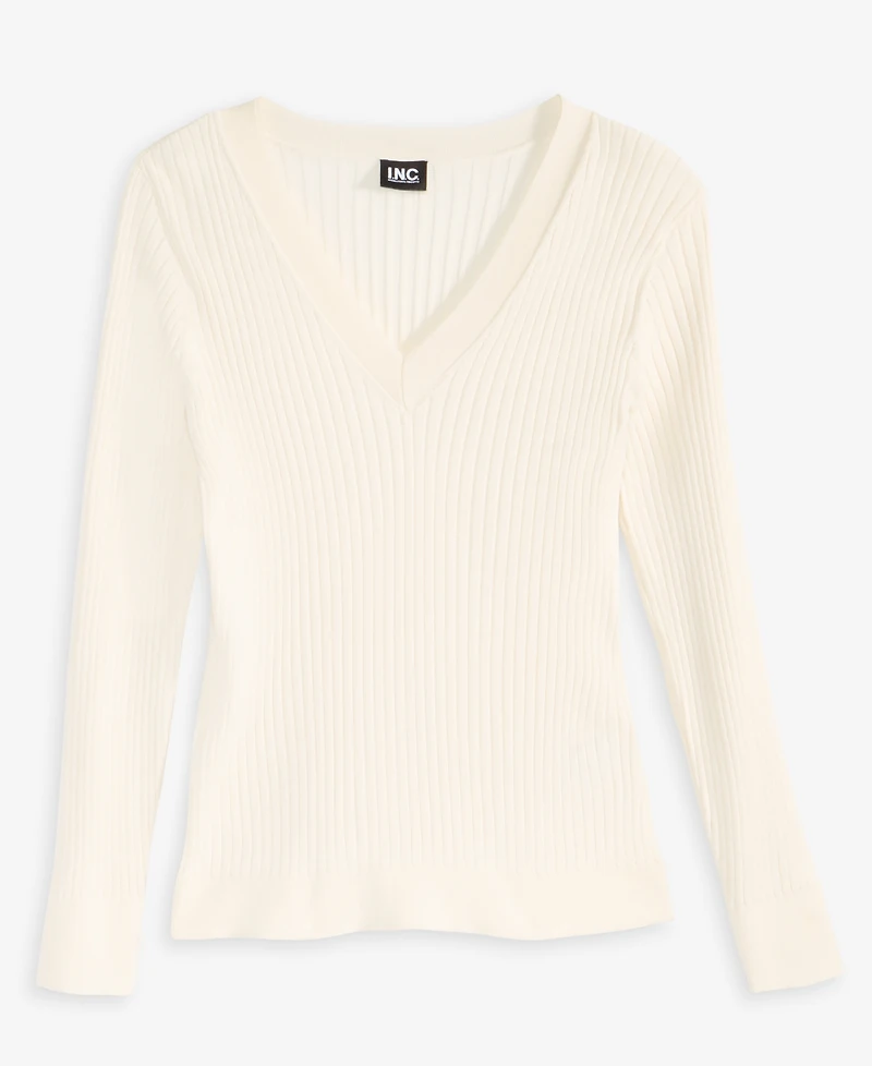 I.n.c. International Concepts Women's Ribbed V-Neck Sweater, Macy's Exclusive