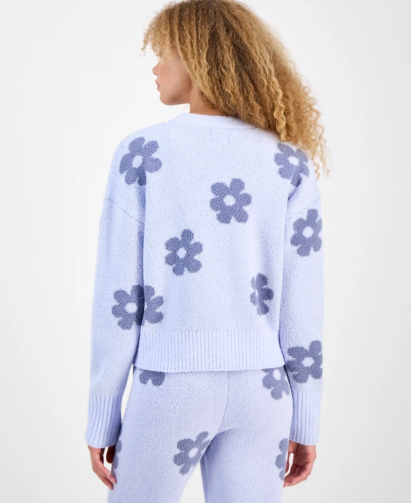 Hippie Rose Juniors' Floral Teddy-Knit Tank And Cardigan Set
