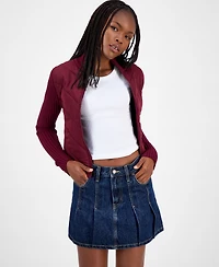 Madden Girl Juniors' Quilted-Front Full-Zip Cardigan