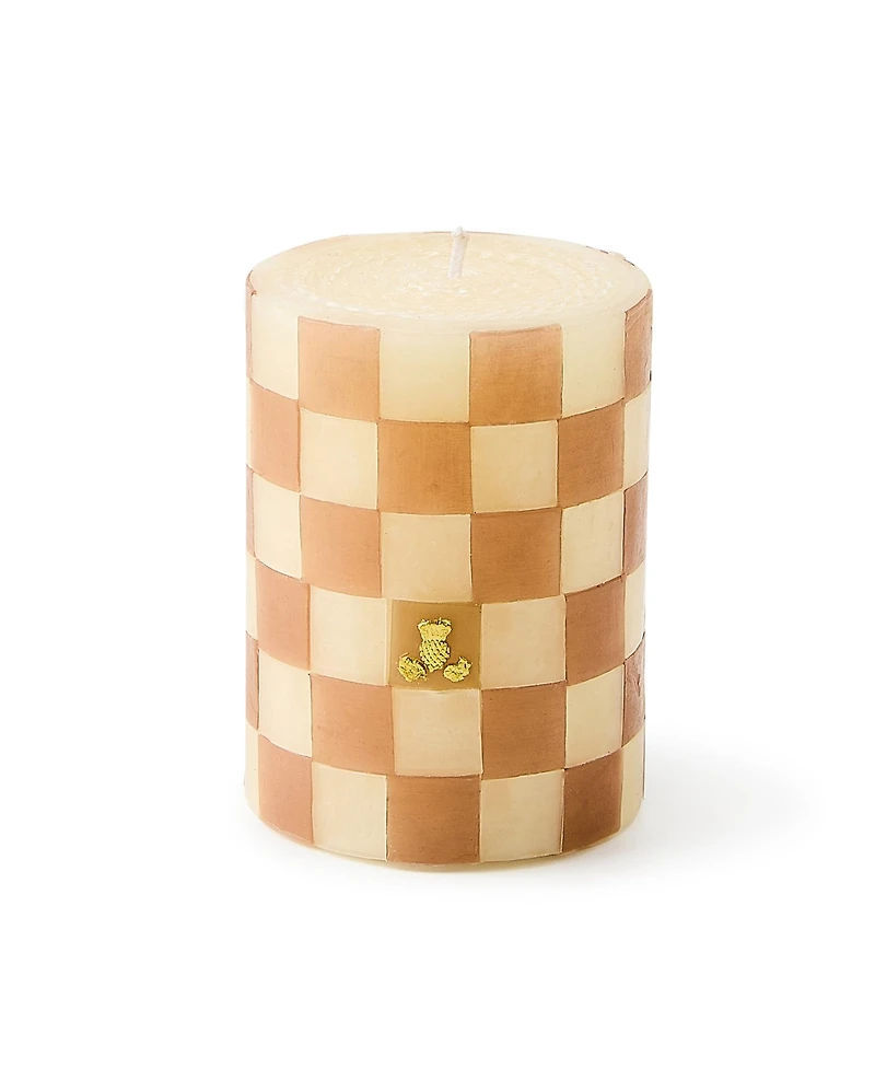 Mackenzie-Childs Mocha Check 4" Pillar Candle