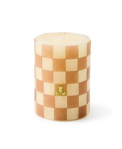 Mackenzie-Childs Mocha Check 4" Pillar Candle