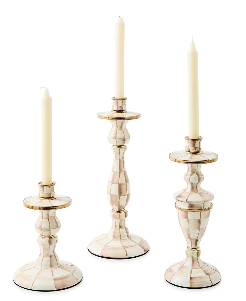 MacKenzie-Childs Mocha Check Large Candlestick