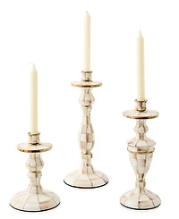 MacKenzie-Childs Mocha Check Large Candlestick