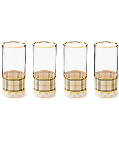 MacKenzie-Childs Tartan Mocha Highball Glass, Set of 4