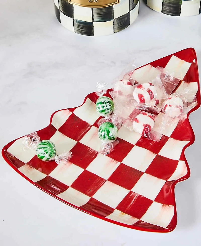 MacKenzie-Childs Cherry Check Tree Dish