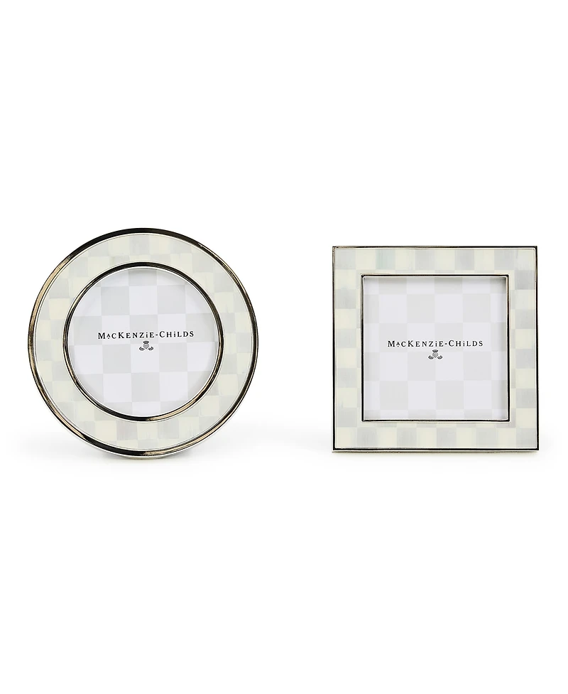MacKenzie-Childs Sterling Check Silver Plated Frames, Set of 2