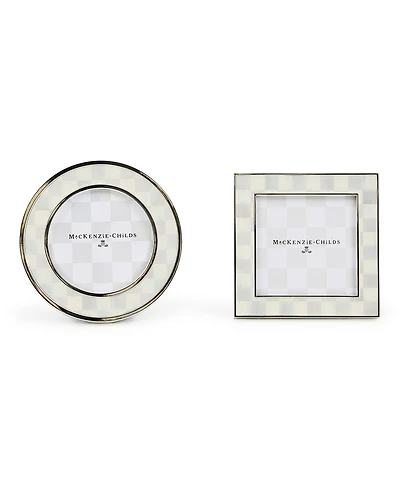 MacKenzie-Childs Sterling Check Silver Plated Frames, Set of 2