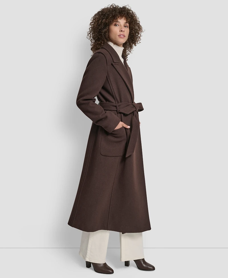 Dkny Women's Notch Collar Belted Wrap Coat