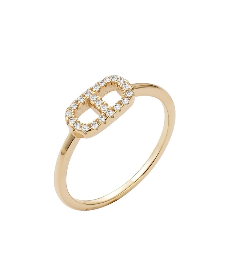 Adornia Fine 14k Gold Vermeil .925 Sterling Silver Cz Mariner Link Ring