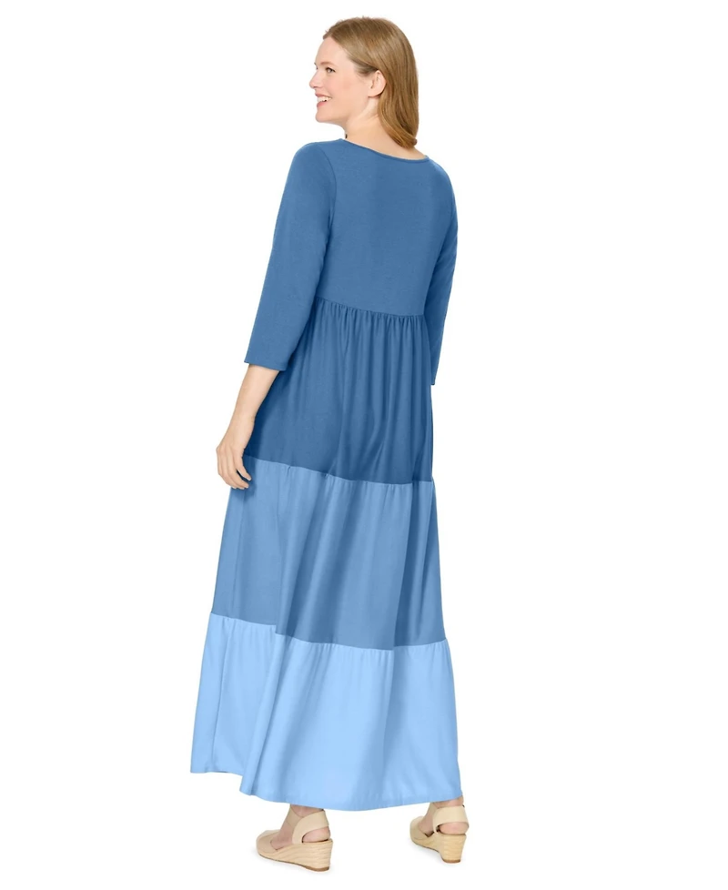 Woman Within Women's Colorblock Tiered Dress
