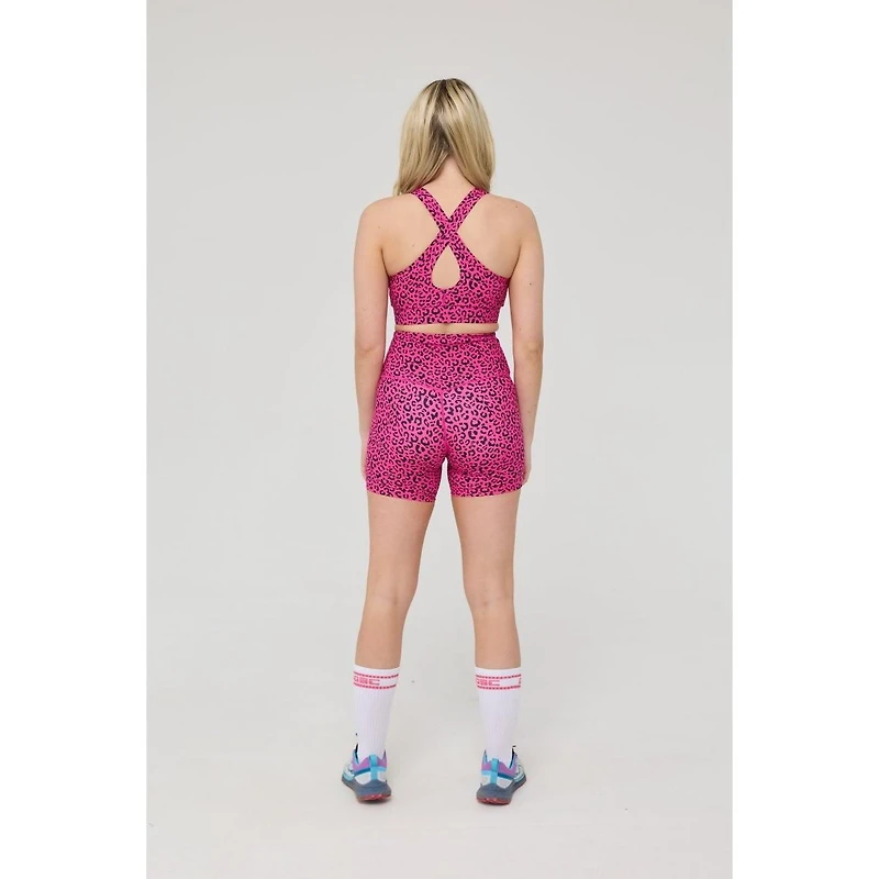 Oosc Women's High Support Elite Crossback Sports Bra - Pink Leopard