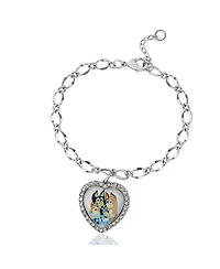 Bluey Heart Pendant Chain Bracelet - Silver Tone