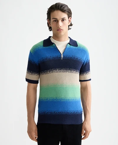Scotch & Soda Men's Relaxed Fit Short Sleeve Striped Polo Shirt