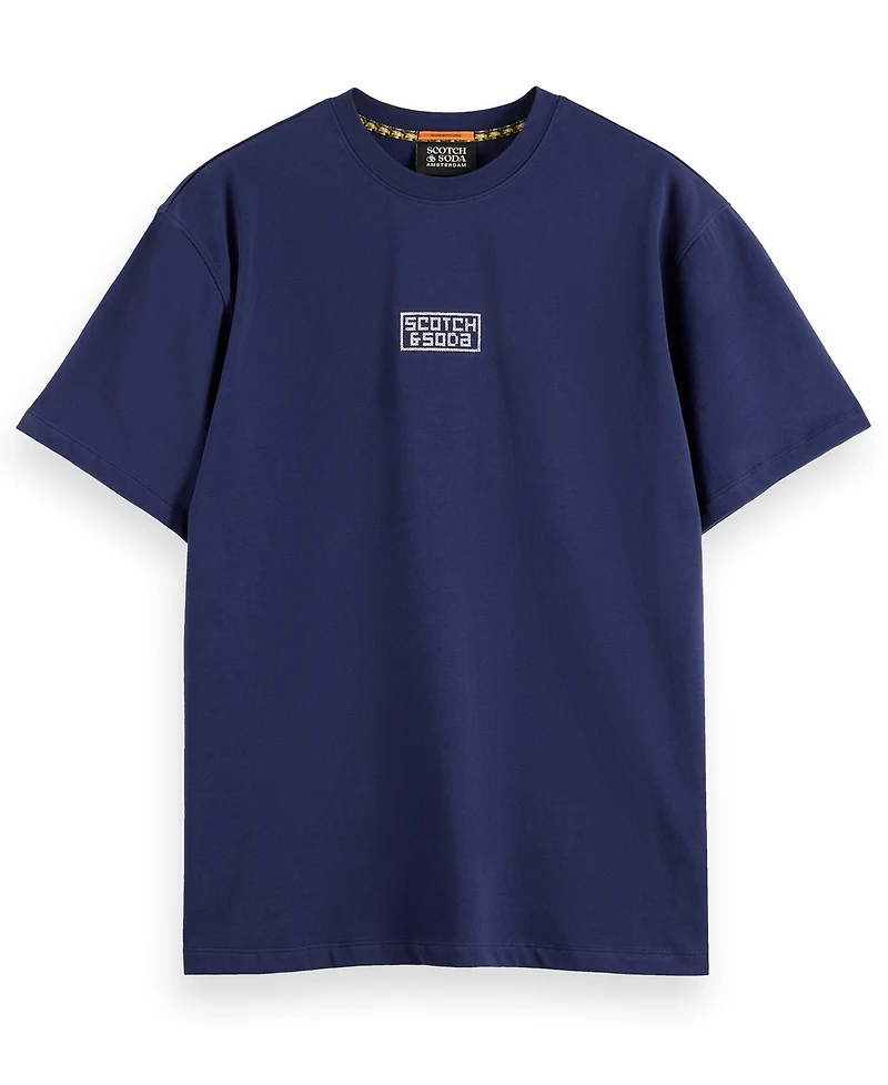 Scotch & Soda Men's Relaxed Fit Cross Stitch Artwork T-Shirt