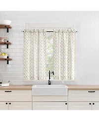 Ridgewood Floral Stripe Semi-Sheer Rod Pocket Kitchen Curtain Tier Pair