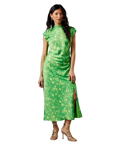 Warehouse Women's Crinkle Satin Button Side Midi Dress