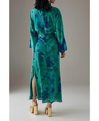 Warehouse Women's Chiffon Wrap Knot Front Maxi Dress
