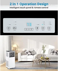 Gaomon 8,000 Btu Portable Ac - 3-in-1 Cooling, Fan & Dehumidifier, Smart Unit with Led Display, Remote Control, Timer & Installation Kit