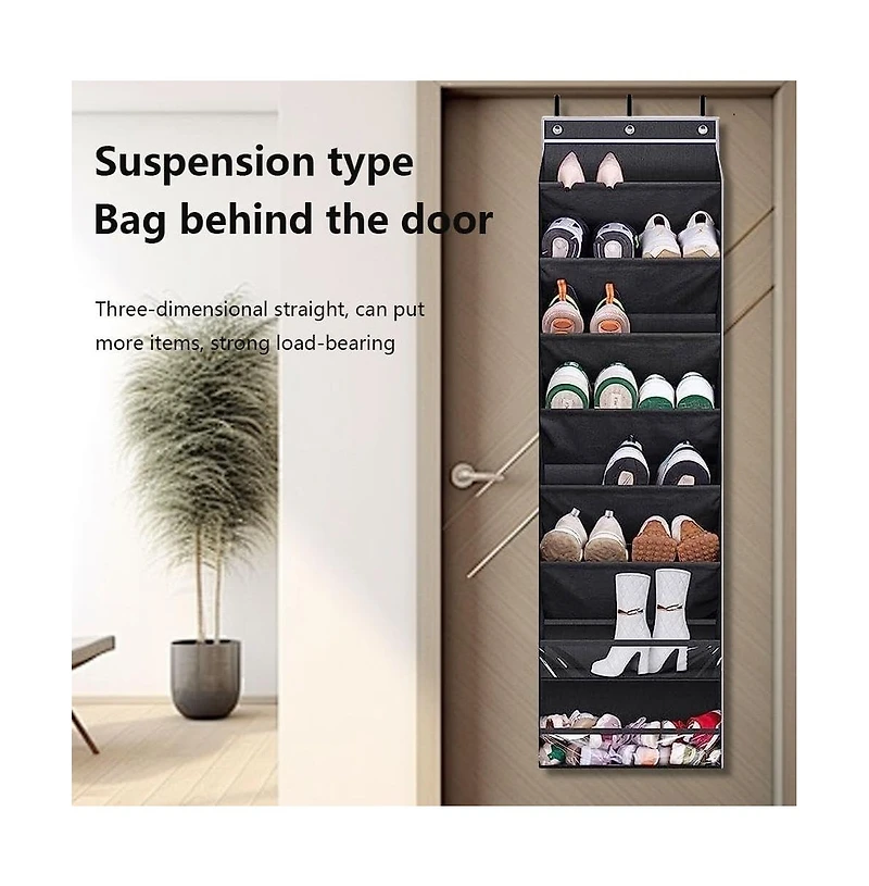 gaomon Over The Door Shoe Organizer, 8 Tier Hanging Shoe Rack with 4 Metal Hook, Deep Pockets Door Hanging Organizer Shoe Storage Holder for Closet Do
