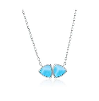Caribbean Treasures Sterling Silver, Double Triangle Larimar Necklace