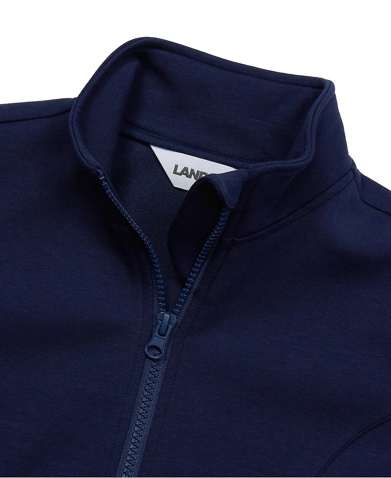 Lands' End Boys Husky Long Sleeve Knit Full Zip Mock Neck Sweatshirt