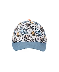 Dog Man Girls All-Over Character Print Youth White Traditional Adjustable Hat