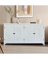 Casainc 60" White Accent Storage Cabinet with 4 Doors