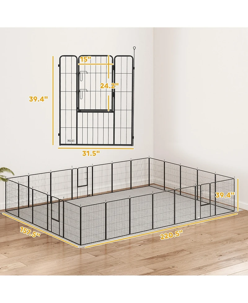 PawHut 39" H Dog Playpen, 24 Panels Puppy Playpen for Multiple Dogs