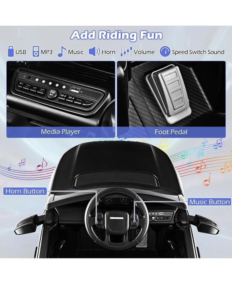 Akiudex 12V Licensed Land Rover Kids Ride-On Car with Remote and MP3