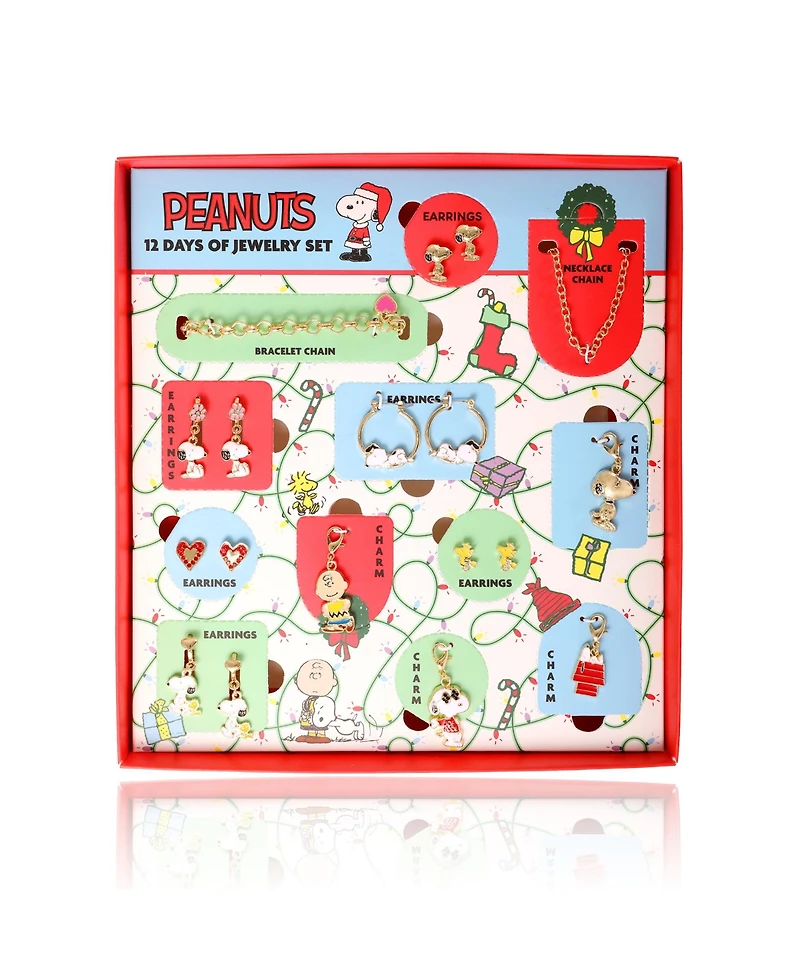 Peanuts Snoopy Jewelry Advent Gift Set: Necklace, Bracelet & Charms Mix & Match Christmas Calendar Box Collection