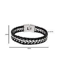 Lucky Brand Braided Leather and Chain Overlay Bracelet