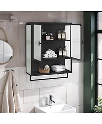 Casainc 24" Wall Cabinet with Glass Doors, Open Shelf and Towel Rack for Multiple Rooms
