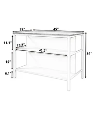 Casainc 45" Solid Wood Kitchen Island with Butcher Block and Open Shelves for Small Spaces