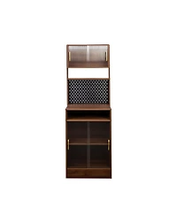 Casainc Kitchen Pantry Sideboard with Sliding Glass Doors and Countertop Storage Cabinet