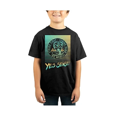 Cobra Kai Boys Strike First T V Show Series Youth Black Graphic Tee-xl