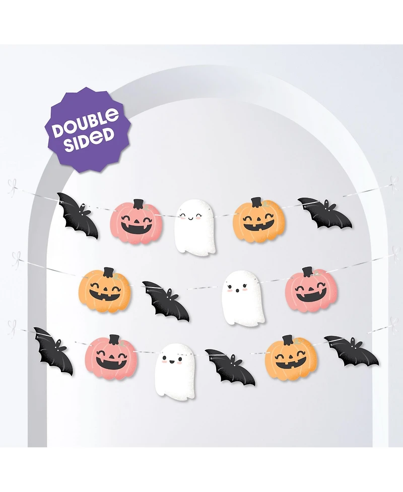 Big Dot of Happiness Pastel Halloween Garland Banner, 30 Feet of Cord, 15 Paper Pastel Themed