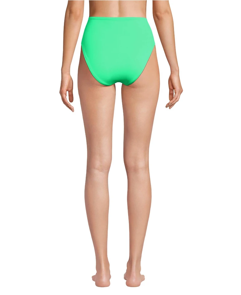 Lands' End Women's Tugless QuickDry High Waisted Leg Bikini Bottoms