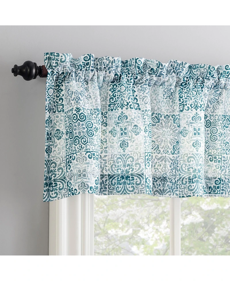 Greco Mosaic Semi-Sheer Rod Pocket Kitchen Curtain Valance