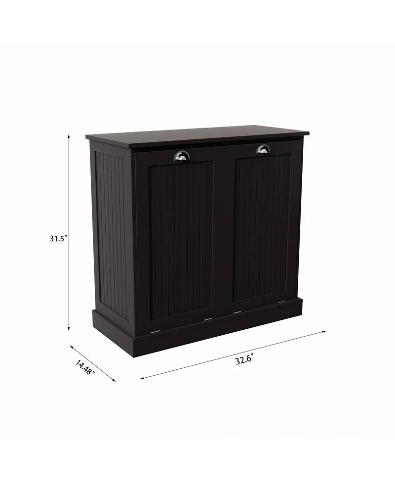 Casainc Two-Compartment Tilt-Out Laundry Sorter Cabinet with Hidden Storage