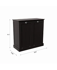 Casainc Two-Compartment Tilt-Out Laundry Sorter Cabinet with Hidden Storage