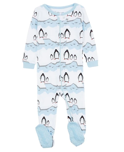 Leveret Toddler Footed Cotton Pajamas, Penguin Print , Matching Family Christmas Pajamas