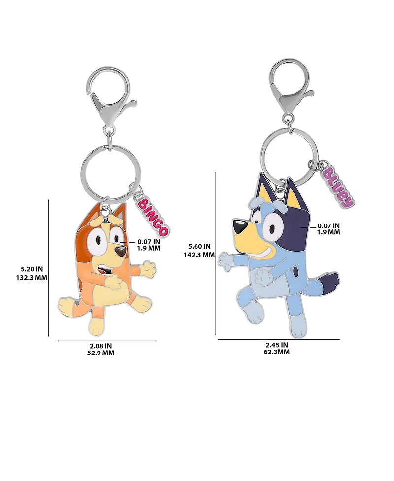 Bluey and Bingo Enamel Charm Keychains - 2 Pack Set