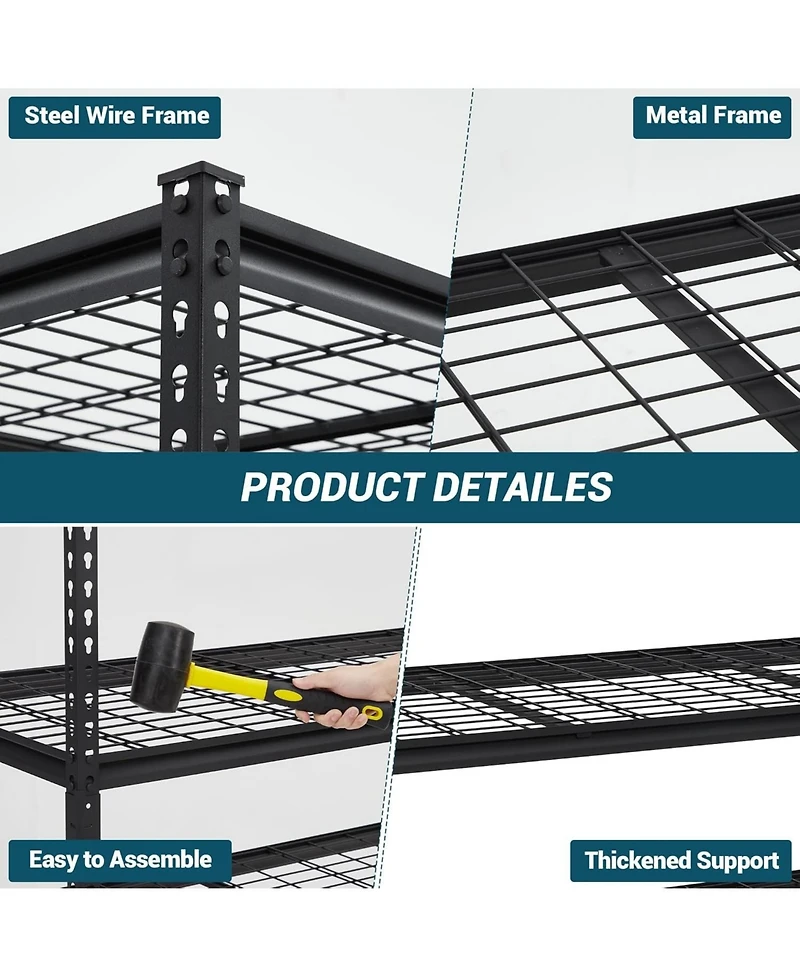 gaomon 48x24x72 Inch Garage Shelving Heavy Duty, Storage Shelves 2500Lbs Capacity, Adjustable Metal Shelving Unit, 5 Tier Industrial Shelves for Basem