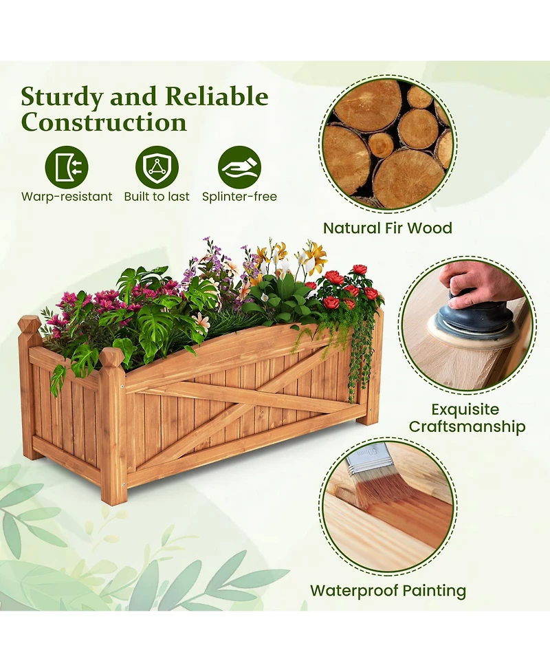 Gymax Wooden Raised Garden Bed Elevated Outdoor Planter Box w/ Drainage Holes for Patio