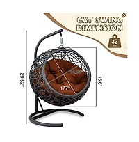 Zeus & Ruta Brown Rattan Cat Egg Chair with Stand and Cushion