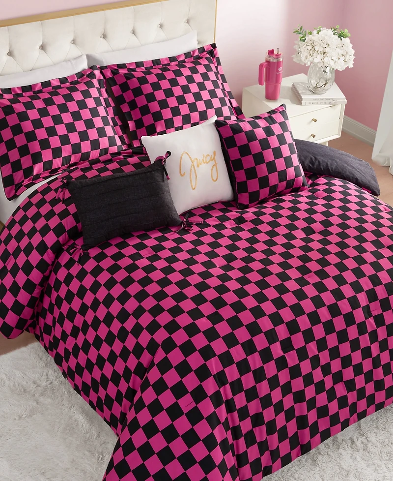 Juicy Couture Checkerboard Reversible 5-Pc. Comforter Set, Twin/Twin Xl