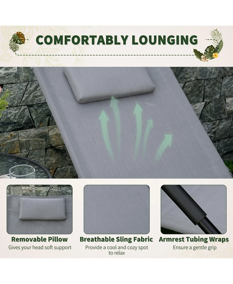 Outsunny Rocking Chair for Sunbathing, Lawn, Garden or Pool,