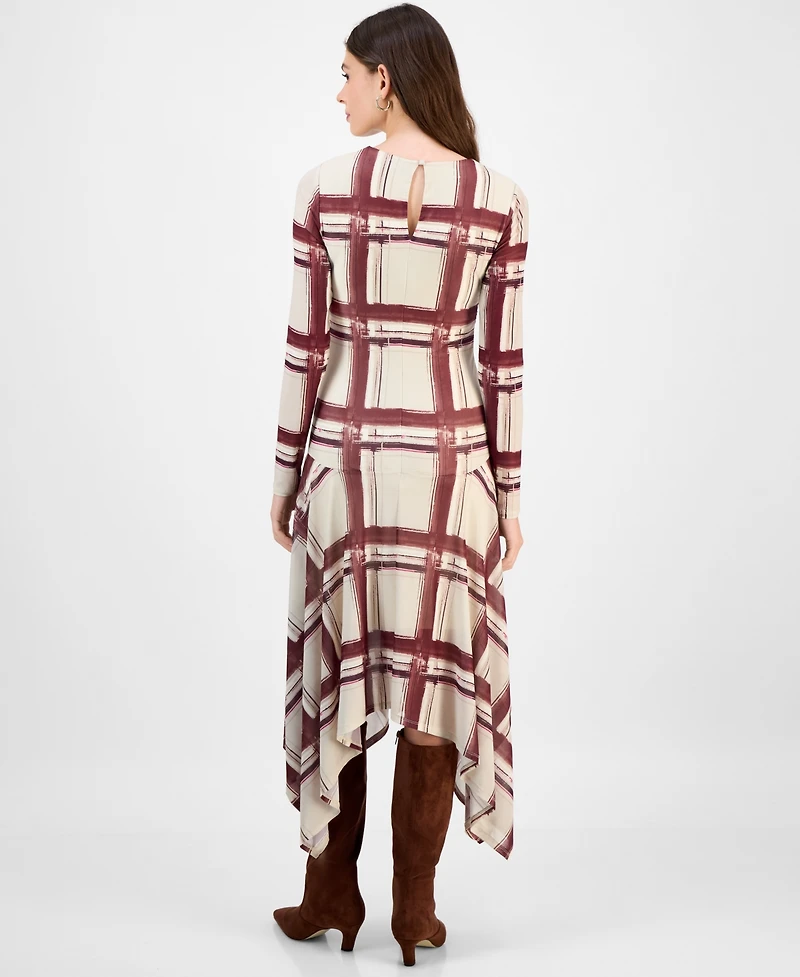 Rachel Roy Women's Jendice Mesh Plaid Print Midi Dress